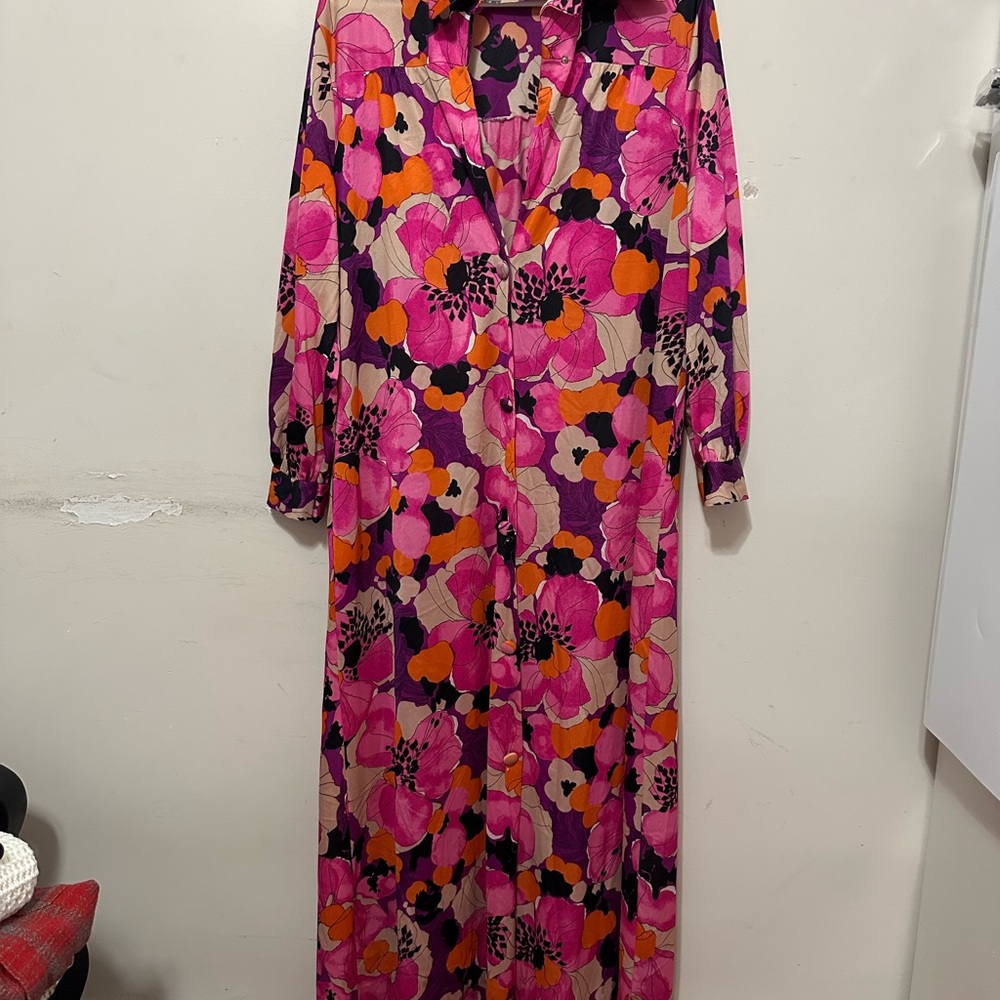 Gossard Floral Pink and Purple Loungewear Women's Size Large